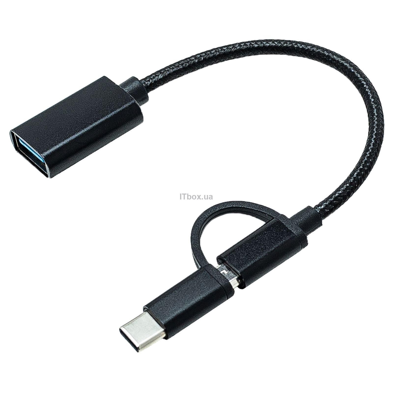 Переходник OTG AC-150 2in1 USB 3.0 - MicroUSB USB Type-C Black XoKo AC ...