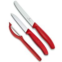 Набір ножів Victorinox SwissClassic из 3 предметов Красный с овощечистко Фото