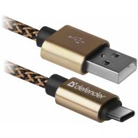 Дата кабель Defender USB 2.0 AM to Type-C 1.0m USB09-03T PRO gold Фото