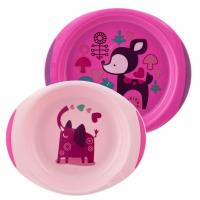 Набір дитячого посуду Chicco Тарелки Easy Feeding 2 шт 12M+ Розовый Фото
