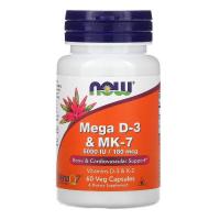 Витамин Now Foods Витамины D-3 MK-7, 5000 МЕ / 180 мкг, 60 капсул Фото