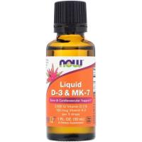 Витамин Now Foods Жидкий Витамин D3 и MK-7, Liquid D-3 & MK-7, 30 м Фото