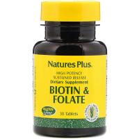 Витамин Natures Plus Биотин и Фолиевая кислота, Nature's Plus, 30 табле Фото