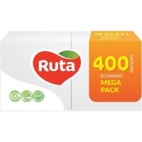 Серветки столові Ruta Mega Pack 1 шар 24х24 см Білі 400 шт. Фото