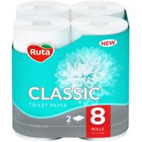 Туалетная бумага Ruta Classic 2 слоя Белая 8 рулонов Фото