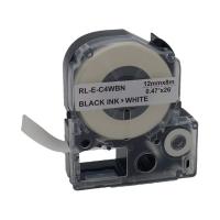 Стрічка для принтера етикеток UKRMARK RL-E-C4WBN-BK/WT, аналог LC4WBN. 12 мм х 8 м Фото