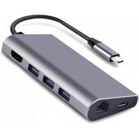 Концентратор Dynamode USB3.1 Type-C to HDMI, 3хUSB3.0, RJ45, USB Type-C Фото