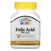 Вітамін 21st Century Фолієва кислота, 800 мкг, Folic Acid, 180 таблеток Фото