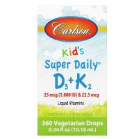 Витамин Carlson Витамин D3+K2 для детей в каплях, 1000 МЕ и 22,5 м Фото
