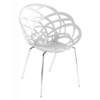 Кухонний стілець PAPATYA FLORA-ML, сидіння матове біле, колір 01c, ніжки хр Фото