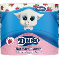 Туалетная бумага Диво Aroma Малина 2 слоя розовая 4 рулона Фото