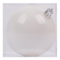 Ялинкова іграшка Novogod`ko куля пластик, 8 cм, біла, матова Фото