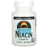 Витамин Source Naturals Ниацин, Витамин В3, 100 мг, Niacin, 100 таблеток Фото