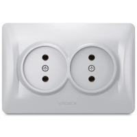 Розетка Videx BINERA 2ая серебр Фото