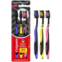 Зубная щетка Colgate Зиг Заг Древесный уголь средней жесткости 3 шт. Фото