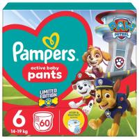 Подгузники Pampers Extra Large Размер 6 (14-19 кг) Paw Patrol 60 шт Фото
