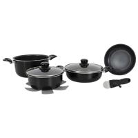 Набір посуду Gimex Cookware Set induction 7 предметів Black Фото