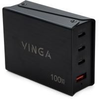 Зарядний пристрій Vinga GaN 100W PD+QC 3C1A ports 1.2m Wired Charger Фото