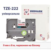 Стрічка для принтера етикеток UKRMARK B-T222P, ламінована, 9мм х 8м, red on white, анало Фото