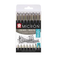 Лайнер Sakura Набор Pigma Micron 6шт, 1 линер-пензель Pigma Brus Фото