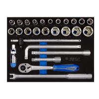 Набор инструментов KING TONY торцевых головок 1/2" с принадлежностями в ложемен Фото