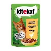 Вологий корм для кішок Kitekat з куркою в соусі 85 г Фото