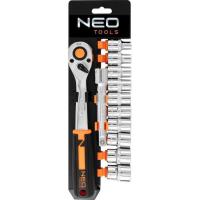 Набор торцевых головок Neo Tools 12шт, 1/2", трещотка 90 зубцов, CrV Фото