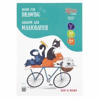 Альбом для малювання Rosa Kids склейка Cats on a Вicycle А4 30 аркушів Фото