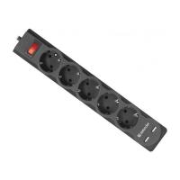 Сетевой фильтр питания Defender DFS 751, 1.8m, 5роз., 2xUSB Фото