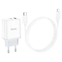 Зарядний пристрій HOCO C105A Stage 1xUSB-C PD20W + 1xUSB QC3.0 + cable US Фото