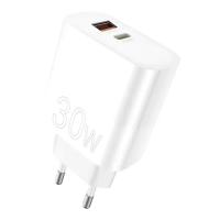 Зарядное устройство WUW C208 1xUSB-C PD30W + 1xUSB QC3.0 18W White Фото