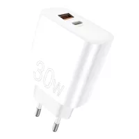 Зарядний пристрій WUW C208 1xUSB-C PD30W + 1xUSB QC3.0 18W White Фото