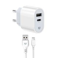 Зарядное устройство MadeInFuture MFS12 12W 1xUSB-A + 1xUSB-C + cable USB-A to Light Фото