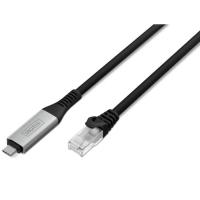 Дата кабель Digitus USB-C to RJ45 Ethernet 2.0m CAT6A S/FTP 1Gbps LSZH Фото