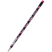 Карандаш графитный Axent Floral Black круглый, с резинкой, НВ Фото