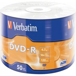 Диск DVD Verbatim 4.7Gb 16X Wrap-box 50шт MATT SILVER Фото