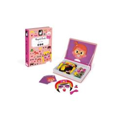 Развивающая игрушка Janod Магнитная книга Смешные лица - девочка Фото 4