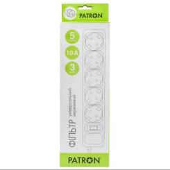 Сетевой фильтр питания Patron 3m (SP-1053W), 5 розеток White Фото 1
