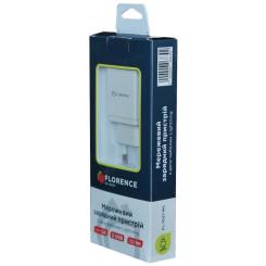 Зарядное устройство Florence 2USB 2A + Lightning cable white Фото 3