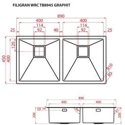 Мойка кухонная Weilor FILIGRAN WRC TB8945 GRAPHIT Фото 8