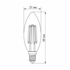 Лампочка Videx Filament C37F 6W E14 3000K 220V Фото 2