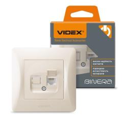 Компьютерная розетка Videx BINERA CAT6 одинарная кремовая Фото 3
