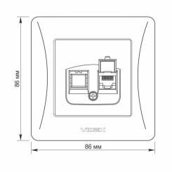 Компьютерная розетка Videx BINERA CAT6 одинарная кремовая Фото 5