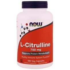 Аминокислота Now Foods L-Цитруллин, L-Citrulline, 750 мг, 180 капсул Фото