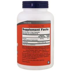 Аминокислота Now Foods L-Цитруллин, L-Citrulline, 750 мг, 180 капсул Фото 1