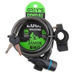 Замок велосипедный Grey's спиральный 10х1200 мм Фото