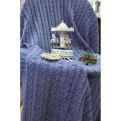 Плед Прованс Soft косы Синий меланж 220х240 см Фото 1