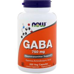 Аминокислота Now Foods GABA (Гамма-аміномасляна кислота) 750мг, 200 капсу Фото