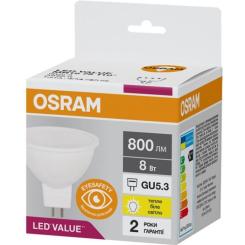Лампочка Osram LED VALUE, MR16, 8W, 3000K, GU5.3 Фото 1
