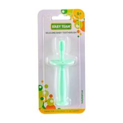 Детская зубная щетка Baby Team на присоске силиконовая, ментолова Фото 3